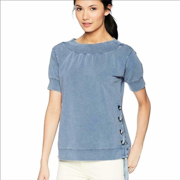 William Rast Tops - William Rast Blue Off-The-Shoulder Sweatshirt NWT
